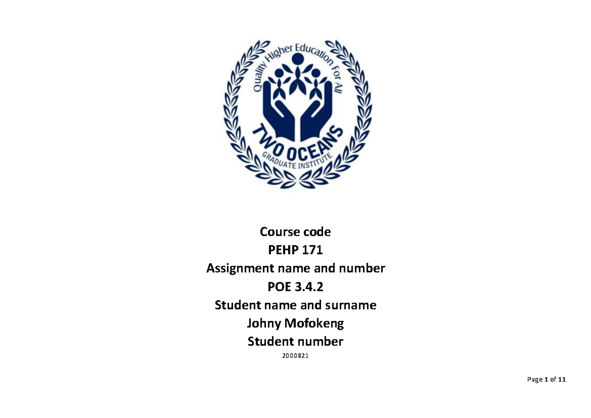 PEHP171 Unit 3.4.2 Collaborative Project Template - Updated 2022 - Studocu