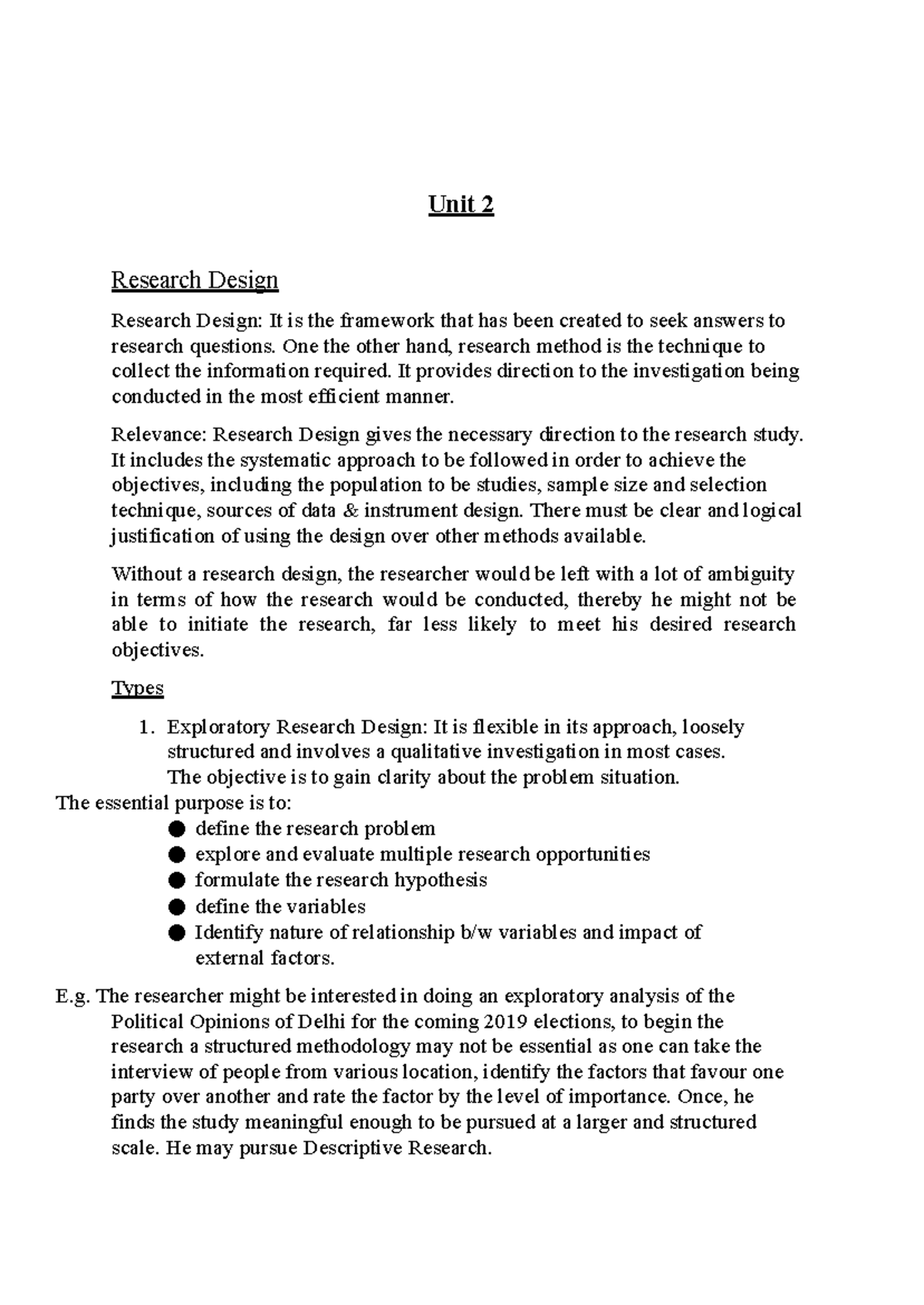 Business Research Unit 2-3 - Unit 2 Research Design Research Design: It ...