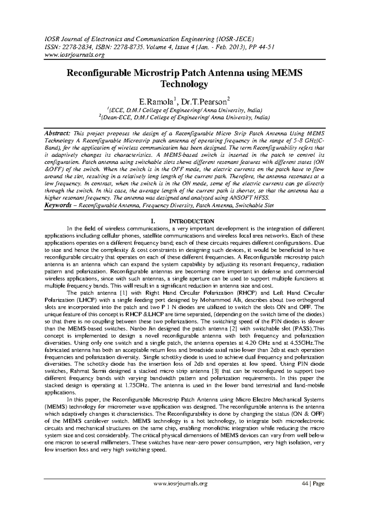 Reconfigurable Microstrip Patch Antenna Design Using MEMS Technology ...