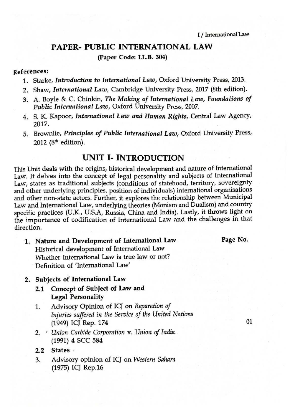 PIL Case Manual - LL.B. 304 International Law Notes - Studocu