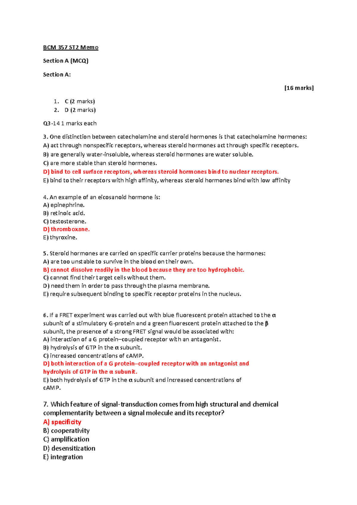 BCM 357 Sem Test 2 Memo - Past Papers & Key Answers for Exam Prep - Studocu
