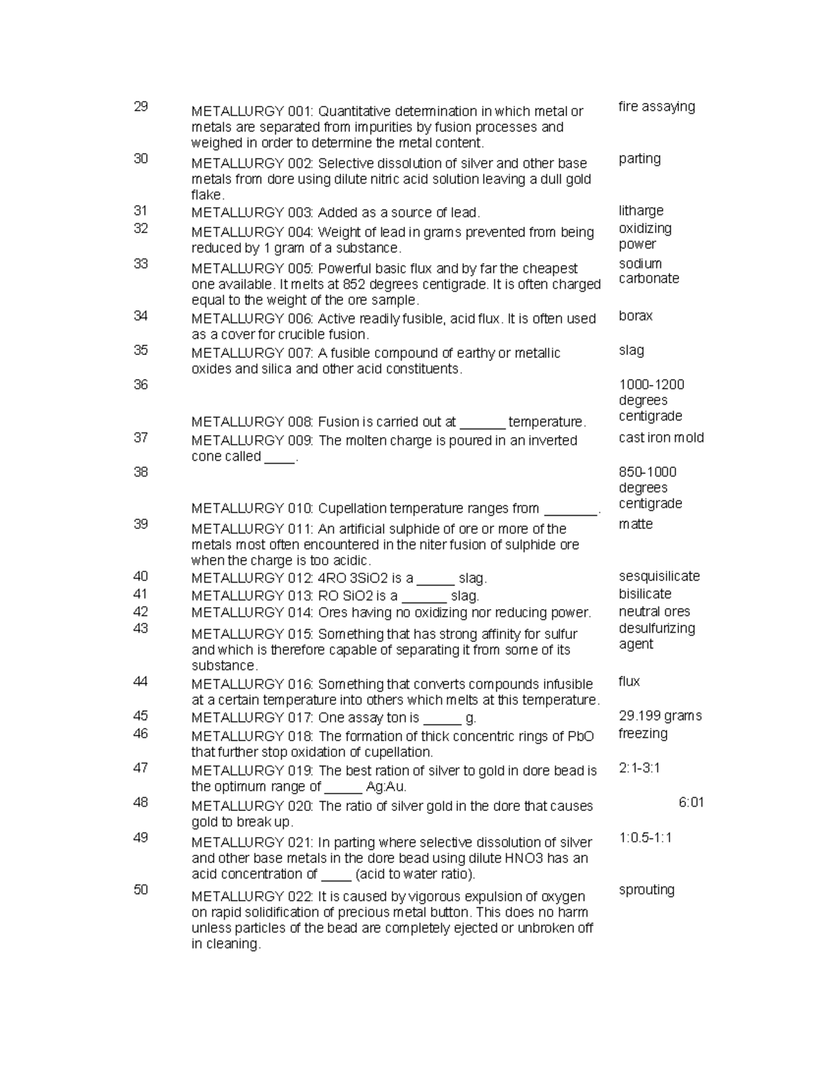 METALLURGY 001-022: Comprehensive Board Exam Reviewer Guide - Studocu
