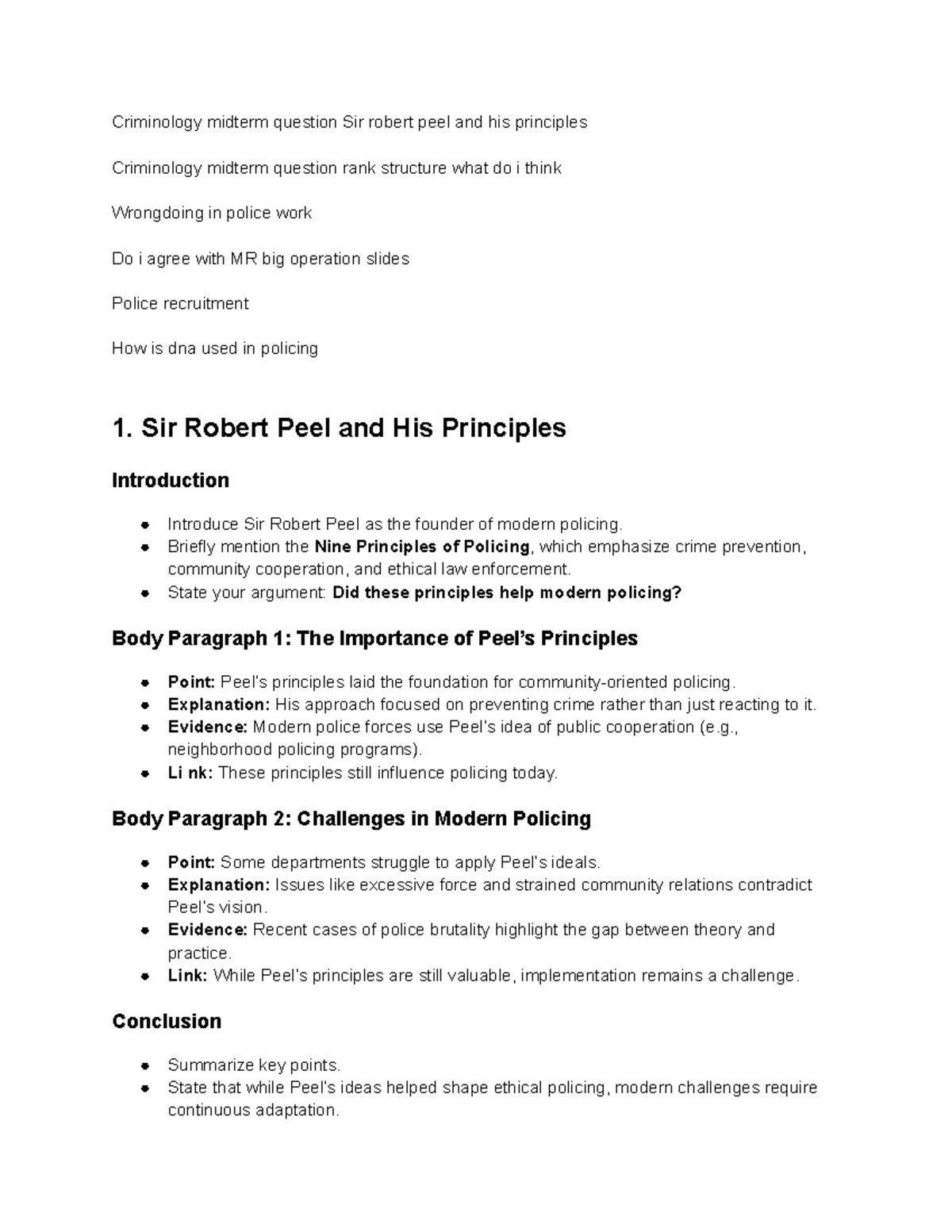 Criminology midterm - Sir Robert Peel and His Principles Introduction ...
