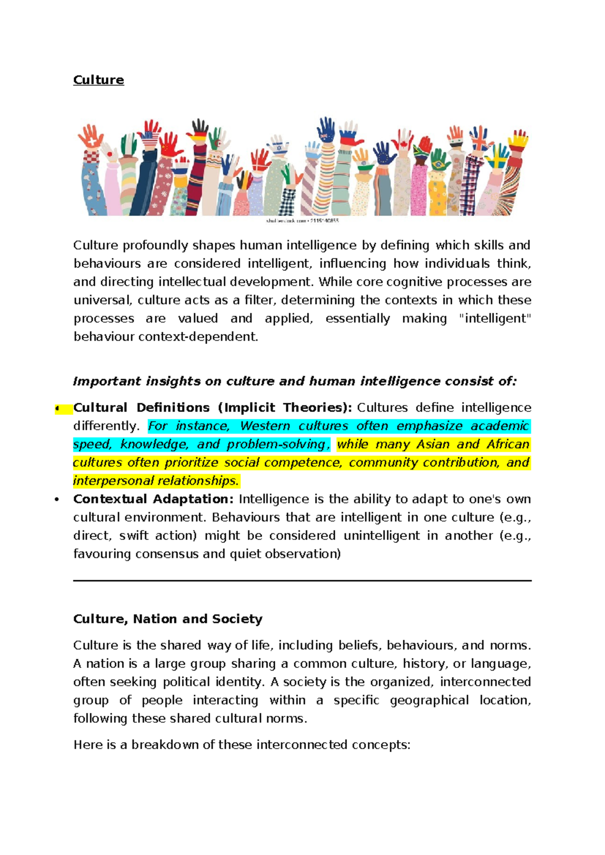 Culture Lecture Notes (April 2026) on Intelligence and Society - Studocu