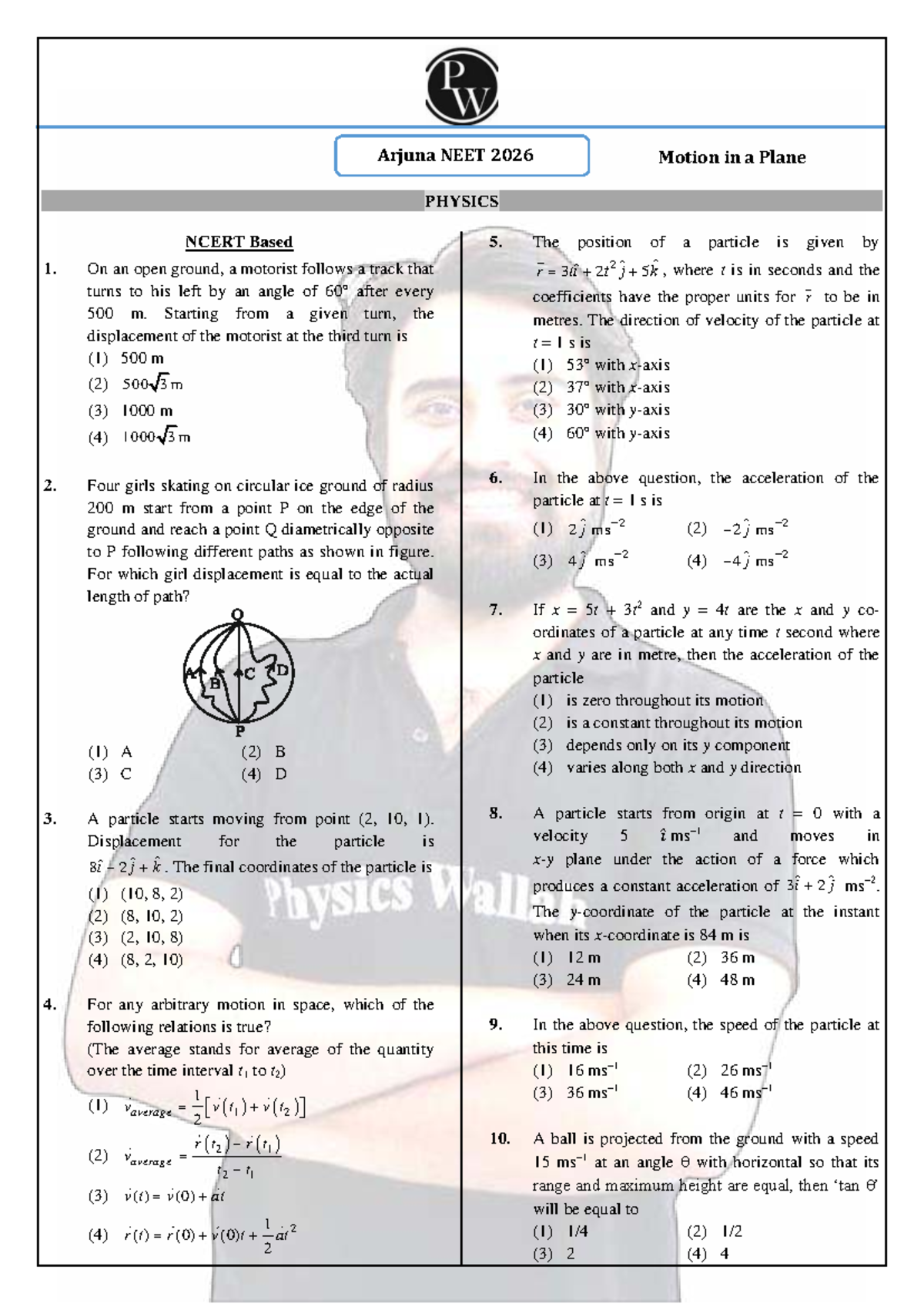Motion in a Plane: Practice Questions for NEET 2026 - Studocu
