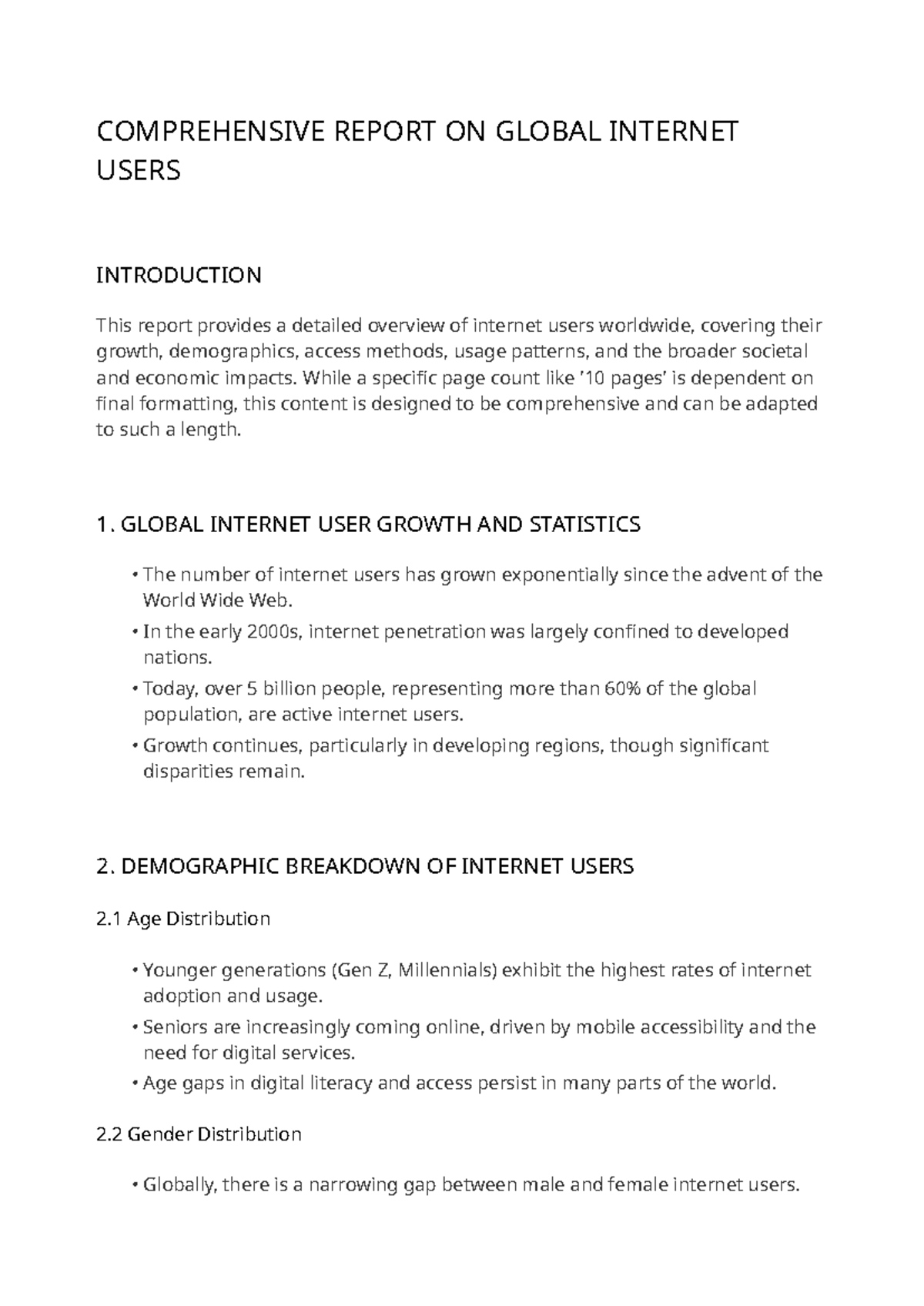 Global Internet Users Report: Growth, Demographics & Trends - Studocu