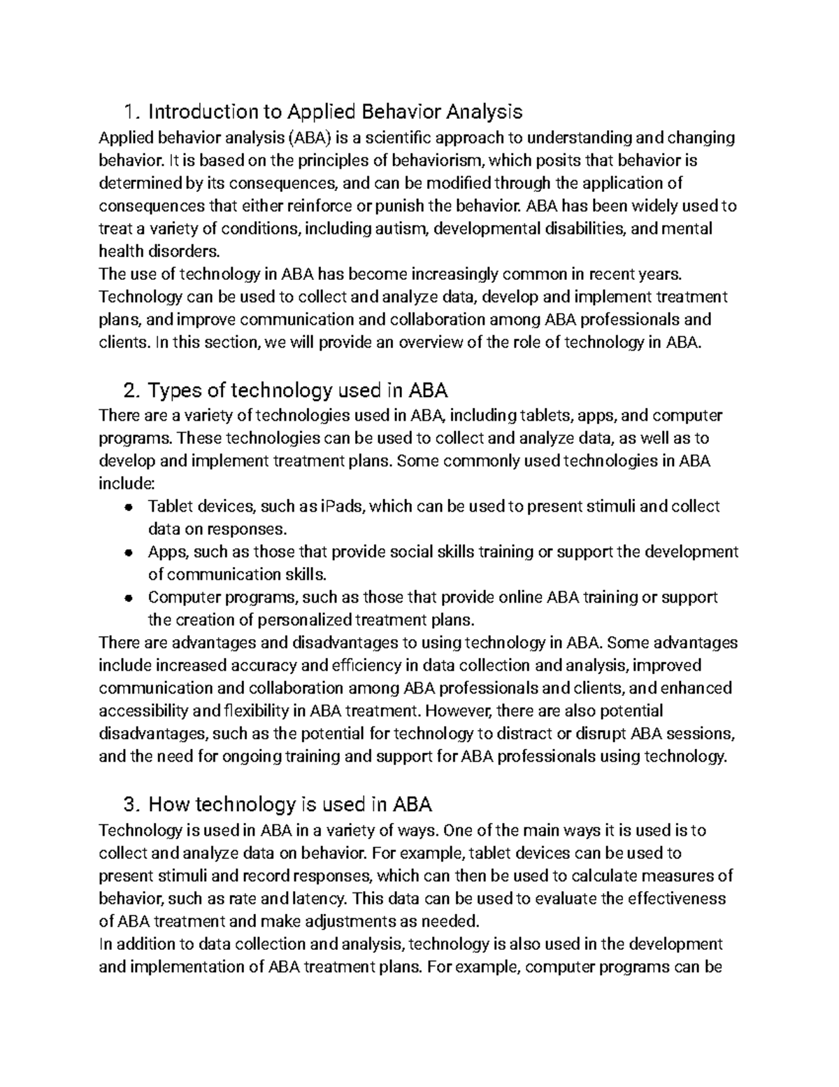 Utilizing Technology in ABA: Benefits, Challenges & Limitations - Studocu