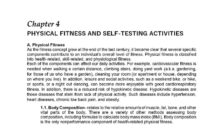 Pathfit 1 Chapter 4: Understanding Physical Fitness Components - Studocu