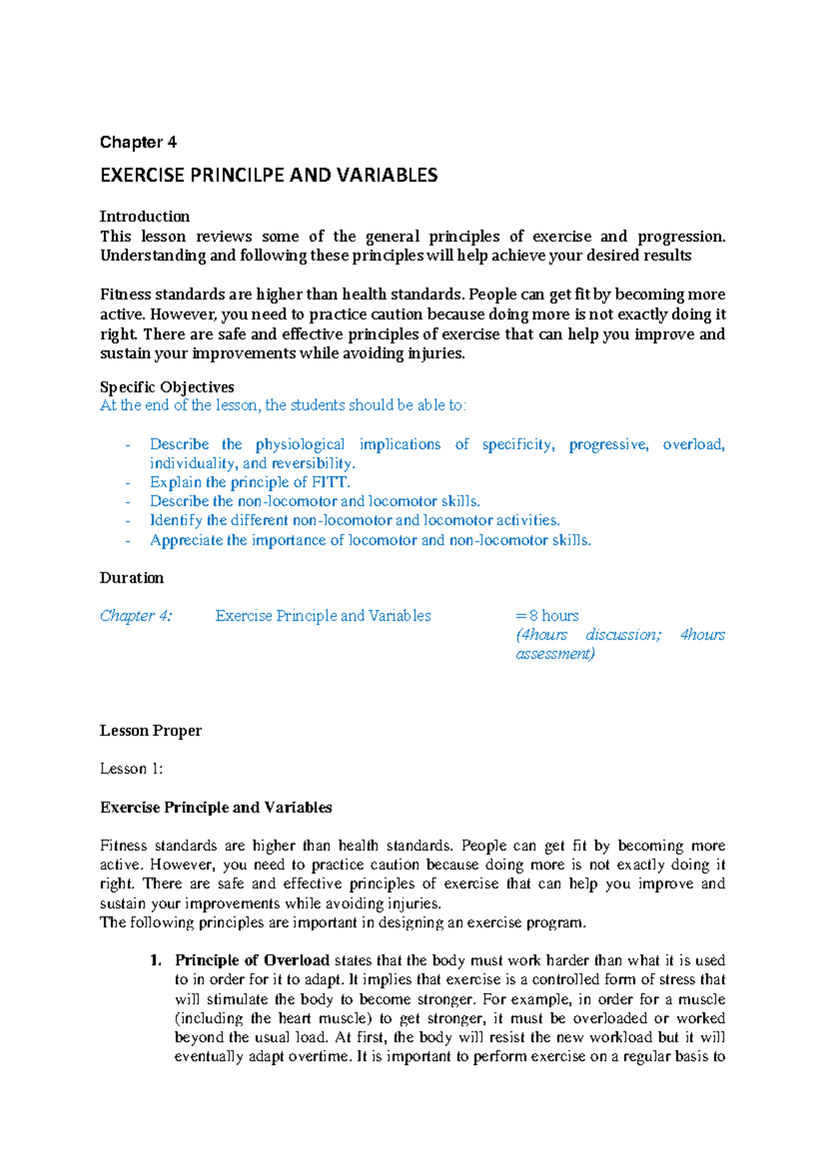 PEN 1 Chapter 4 Midterm - good - Chapter 4 EXERCISE PRINCILPE AND ...