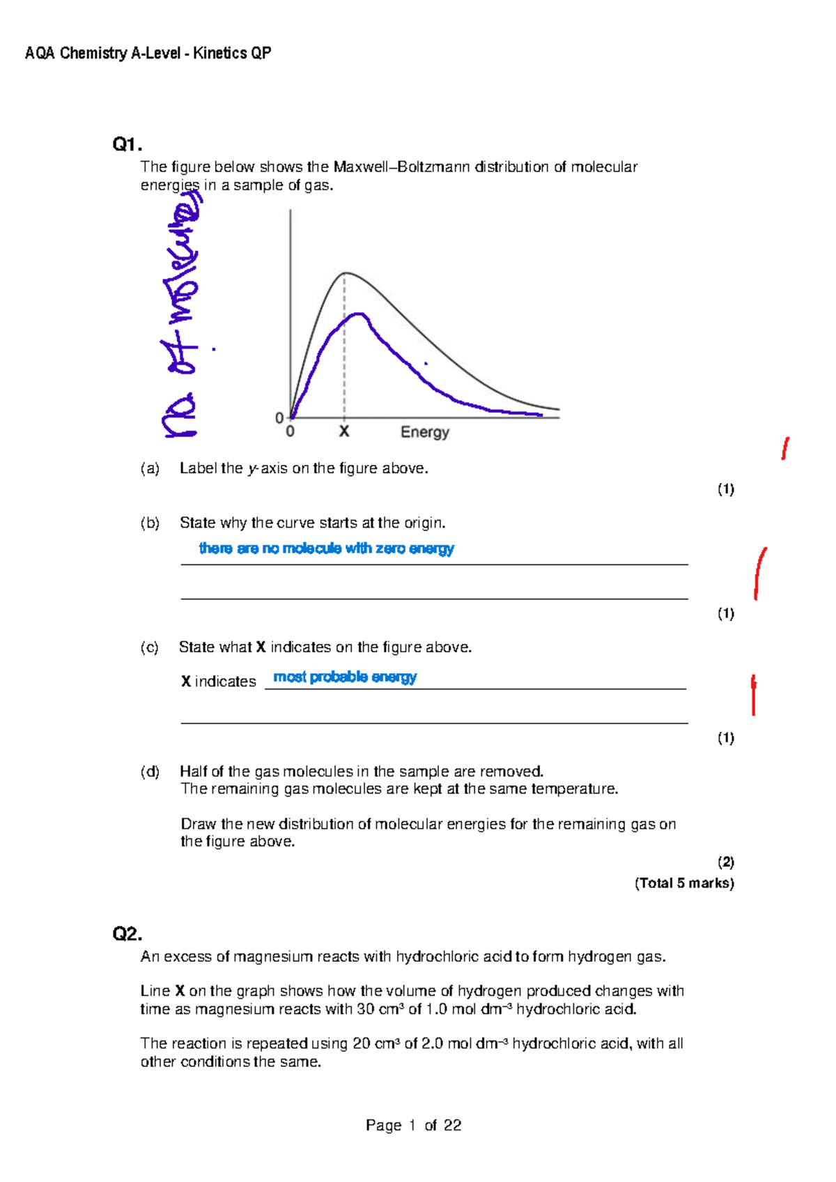 AQA Chemistry Kinetics QP - Questions and Answers - Studocu