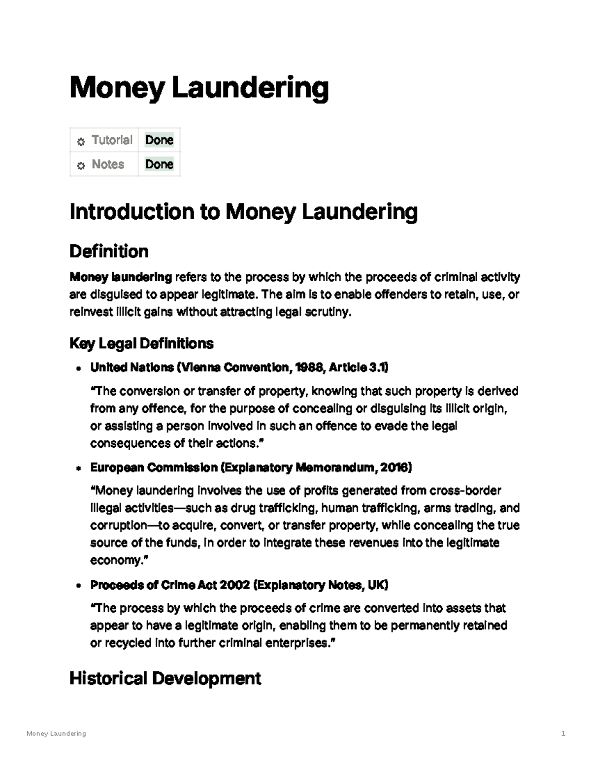 Money Laundering Tutorial Notes (Course Code: ML101) - Studocu
