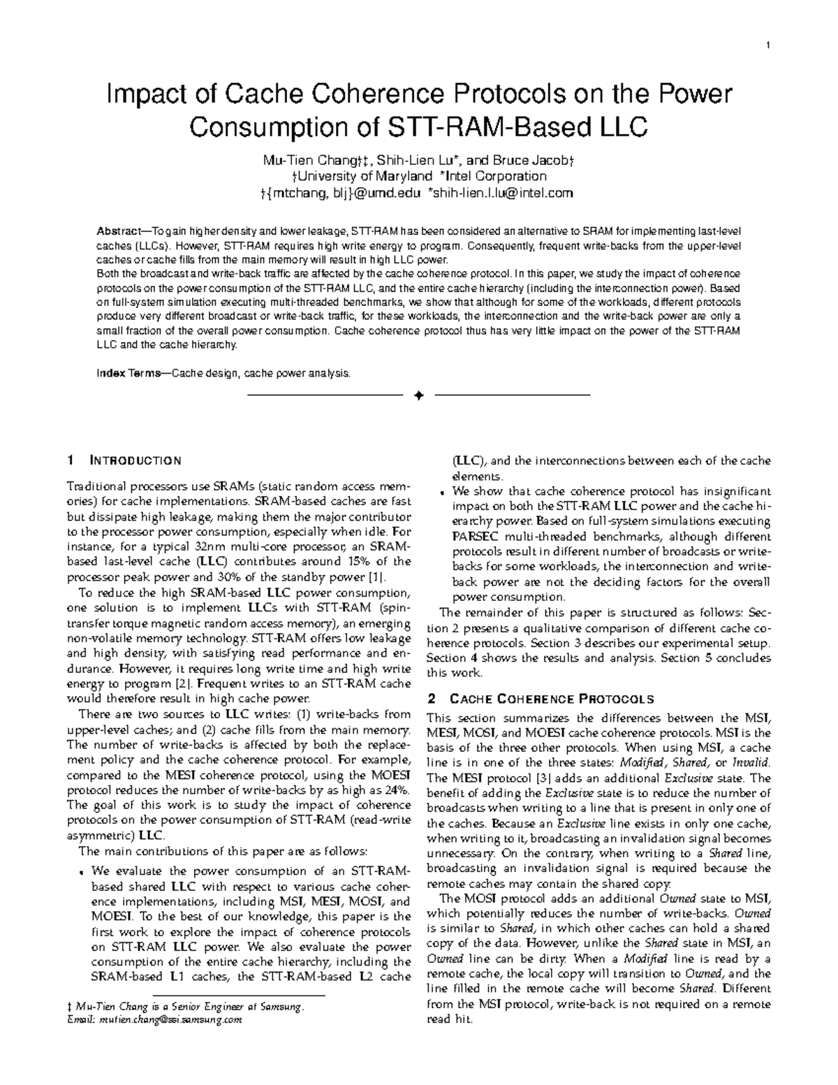 Impact of Cache Coherence Protocols on LLC Power Consumption - Studocu