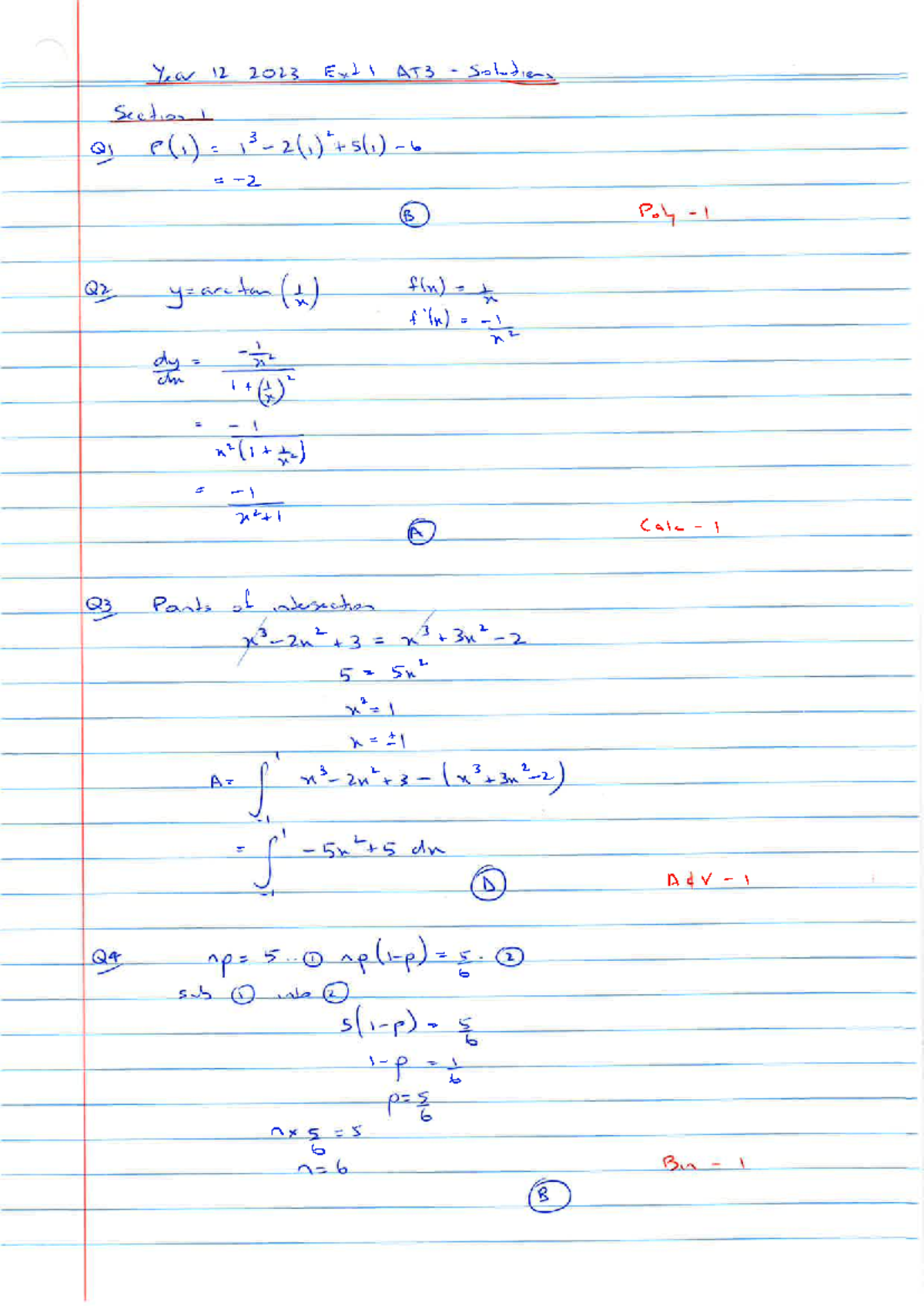 Year 12 2023 MAExt 1 AT3 Solutions and Explanations - Studocu