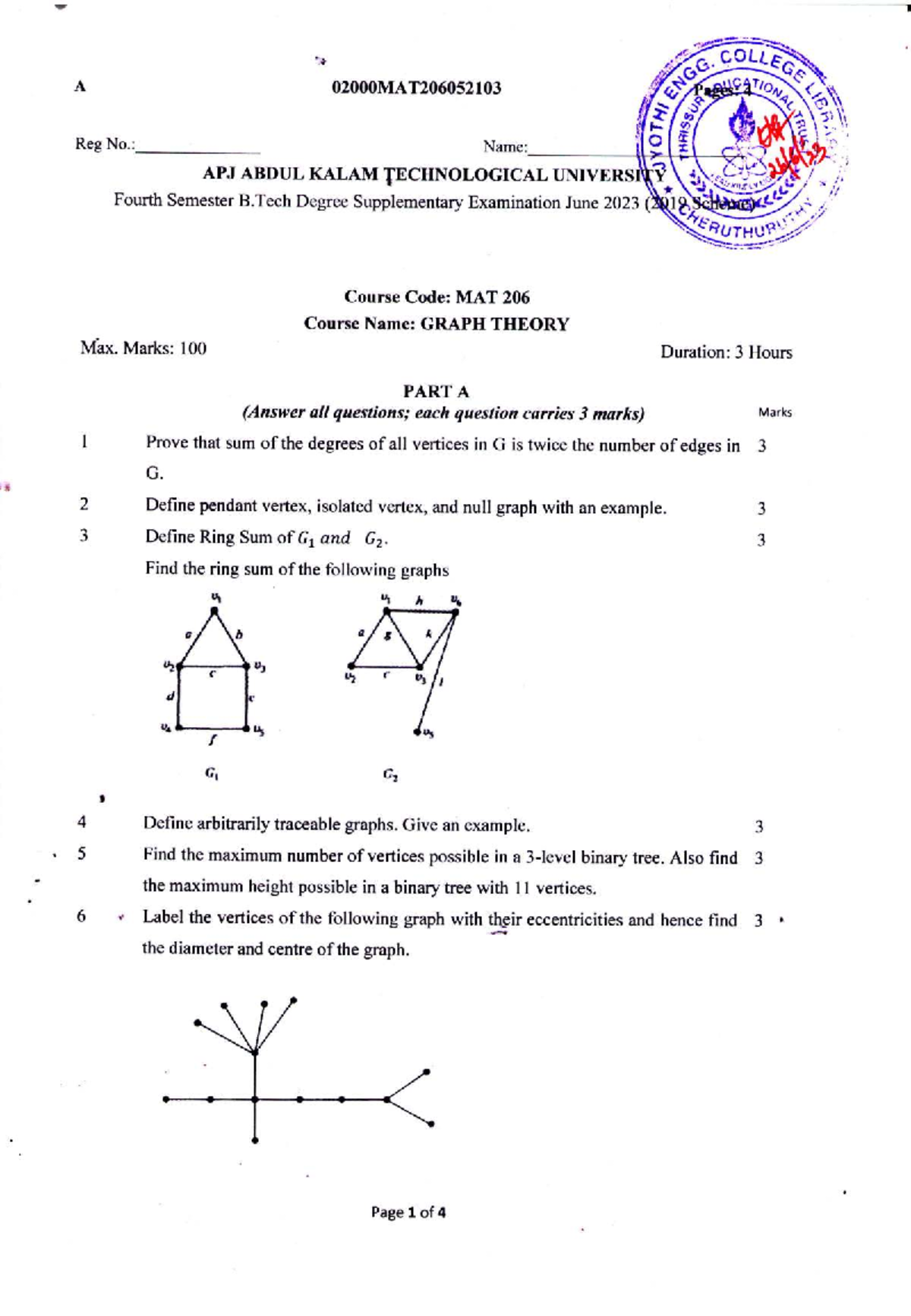 MAT 206 Graph Theory Final Exam Notes - June 2023 - Studocu