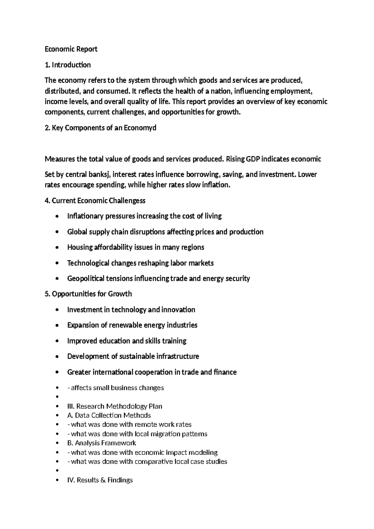 Economic Report: Key Components & Challenges (ECO 101) - Studocu