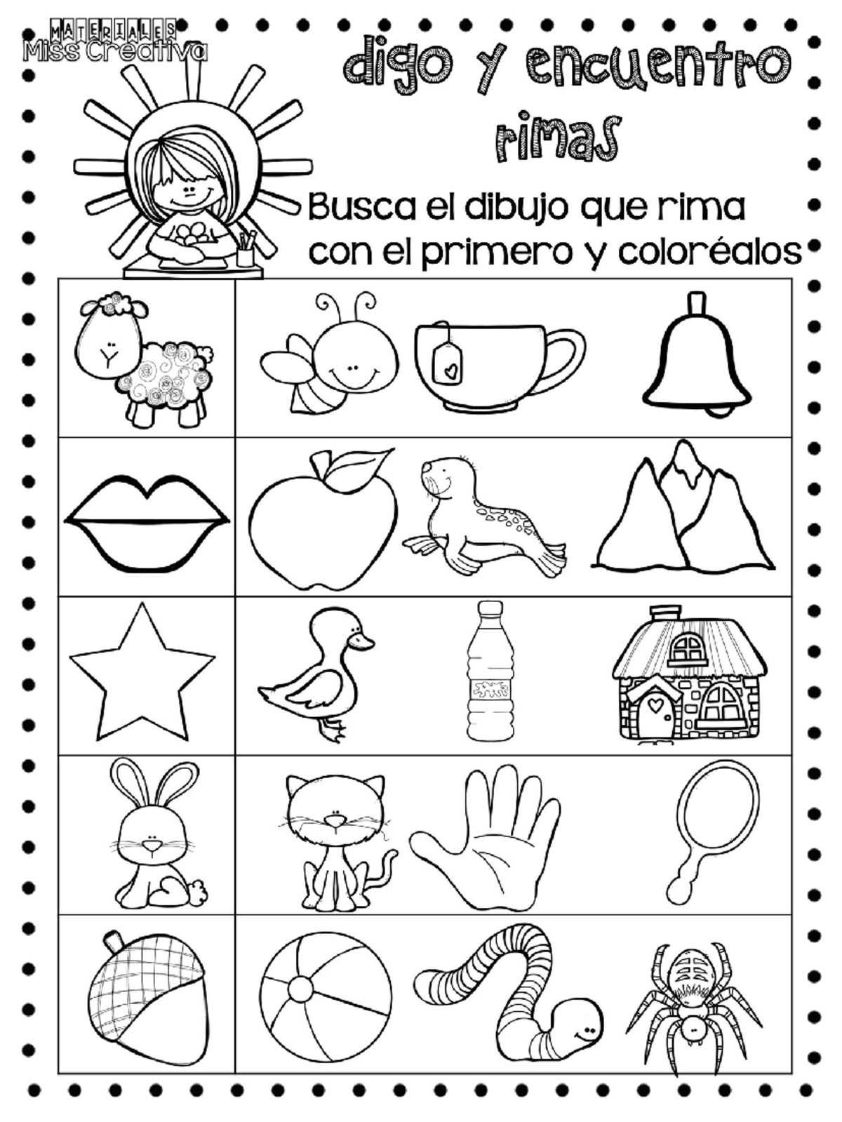 Fichas Rimas y Actividades para Trabajar con Niños - MAT - Studocu
