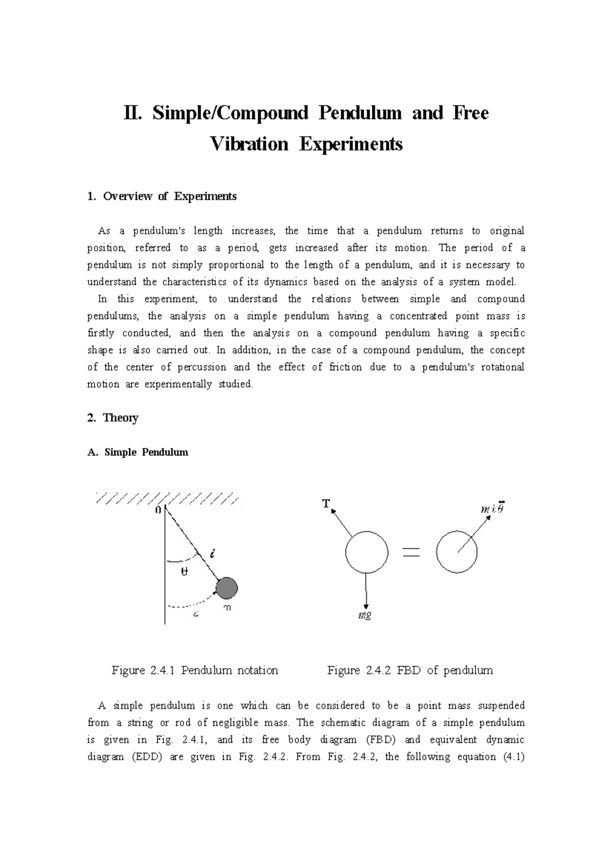Simple and Compound Pendulum Vibration Experiment Manual - Studocu