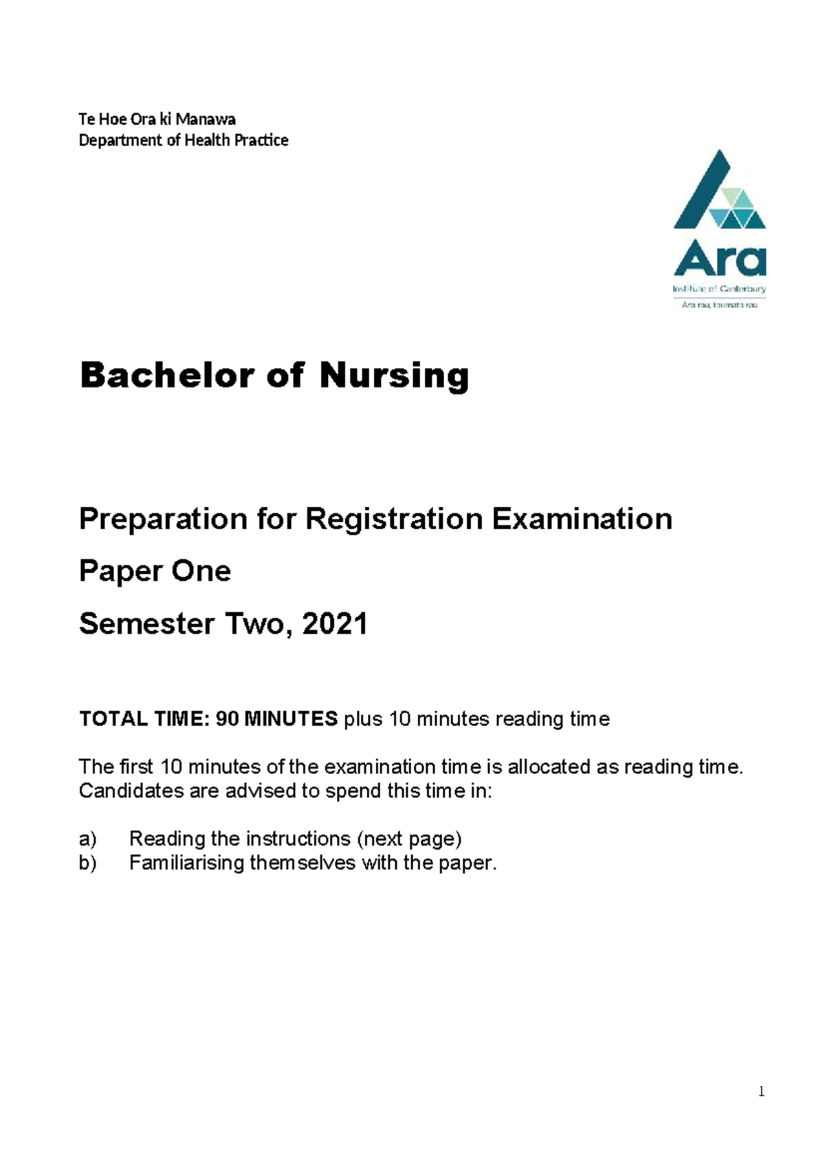 Mock Exam 3 - Nursing Practice for Registration Exam (NURS 2021) - Studocu