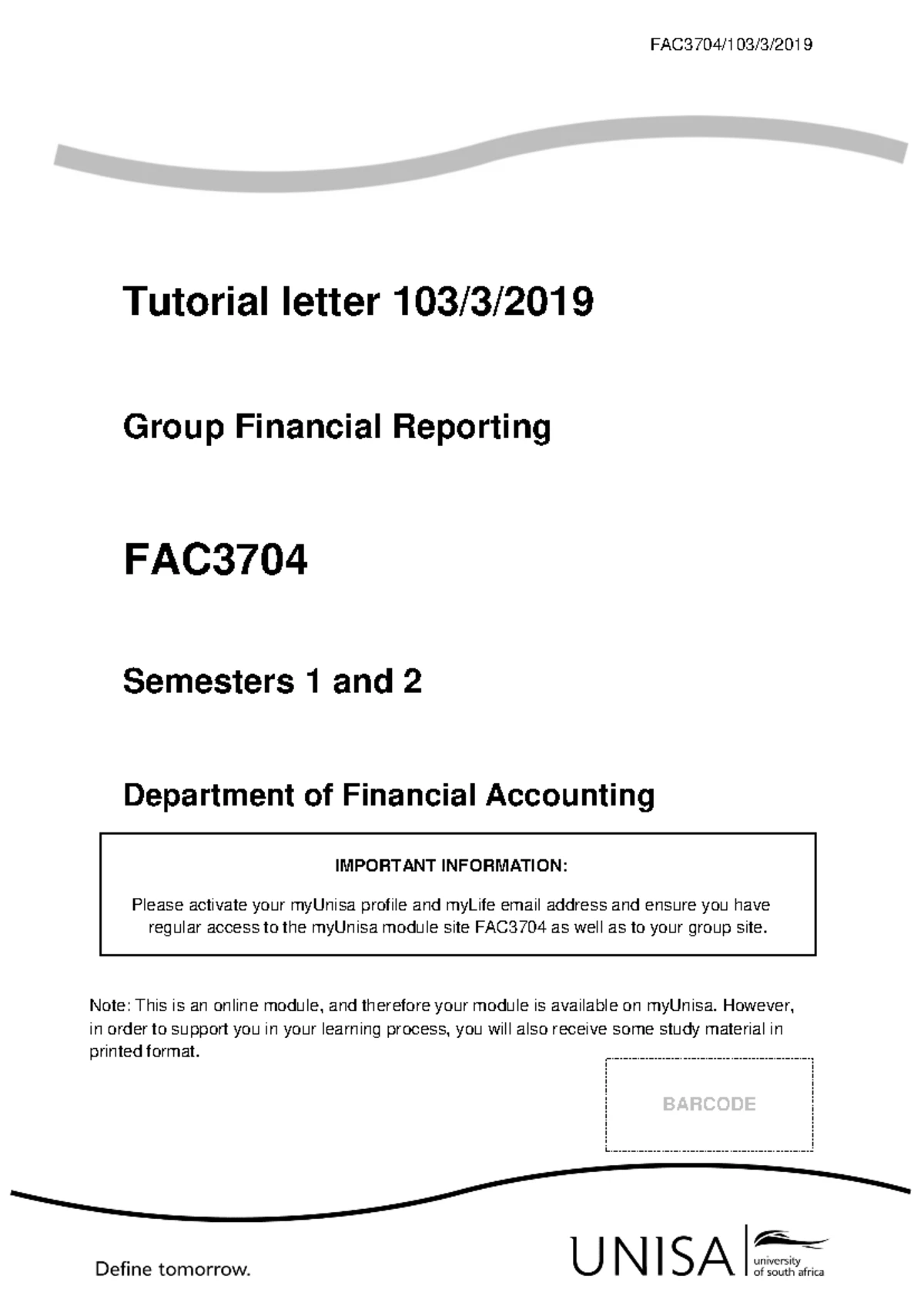 102 2019 3 b - Tut 102 FAC3704 - FAC3704/102/3/ Tutorial letter 102/3 ...