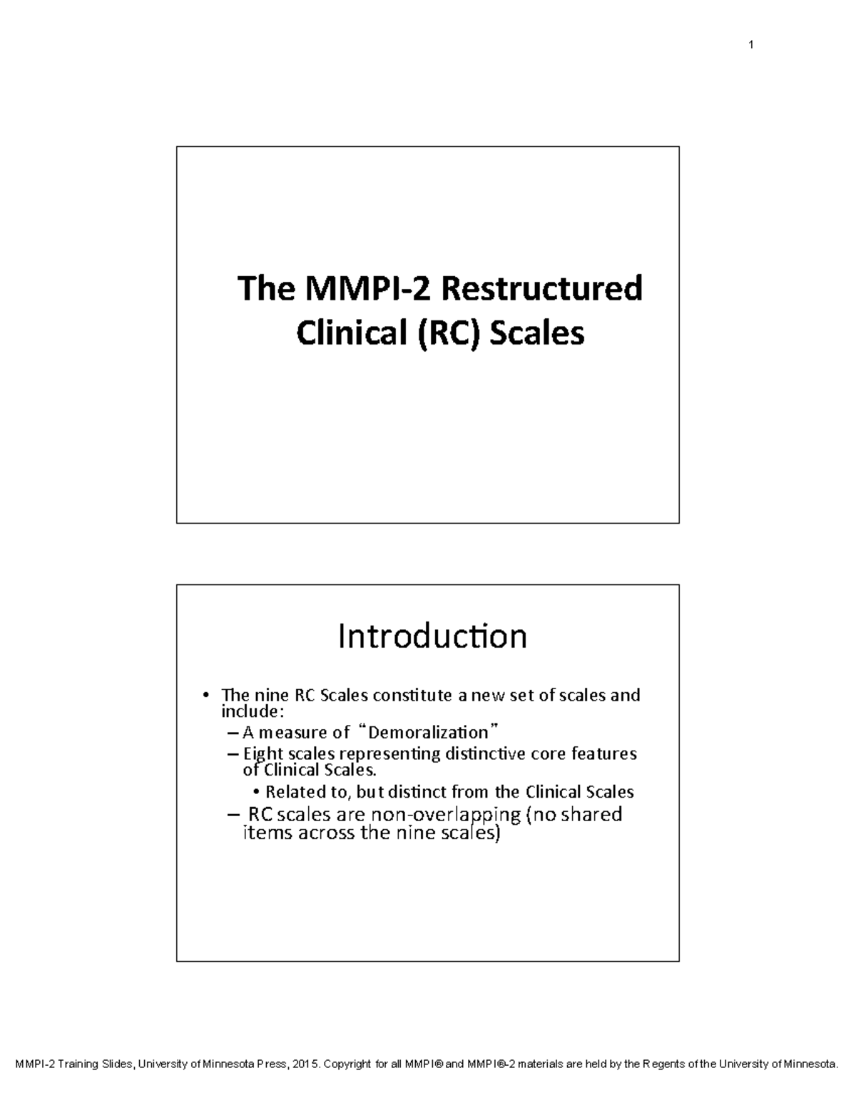 MMPI-2 RC-Scales Final Exam Review and Interpretation Guide - Studocu