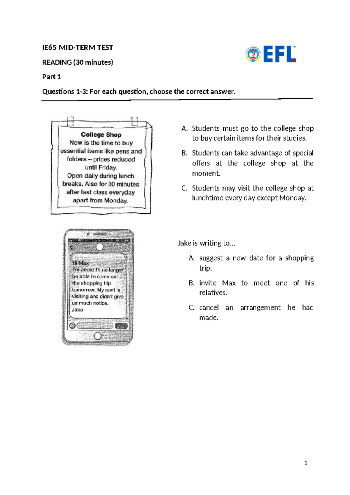 IE65 MIDTERM TEST SAMPLE WITH ANSWER KEY - Studocu