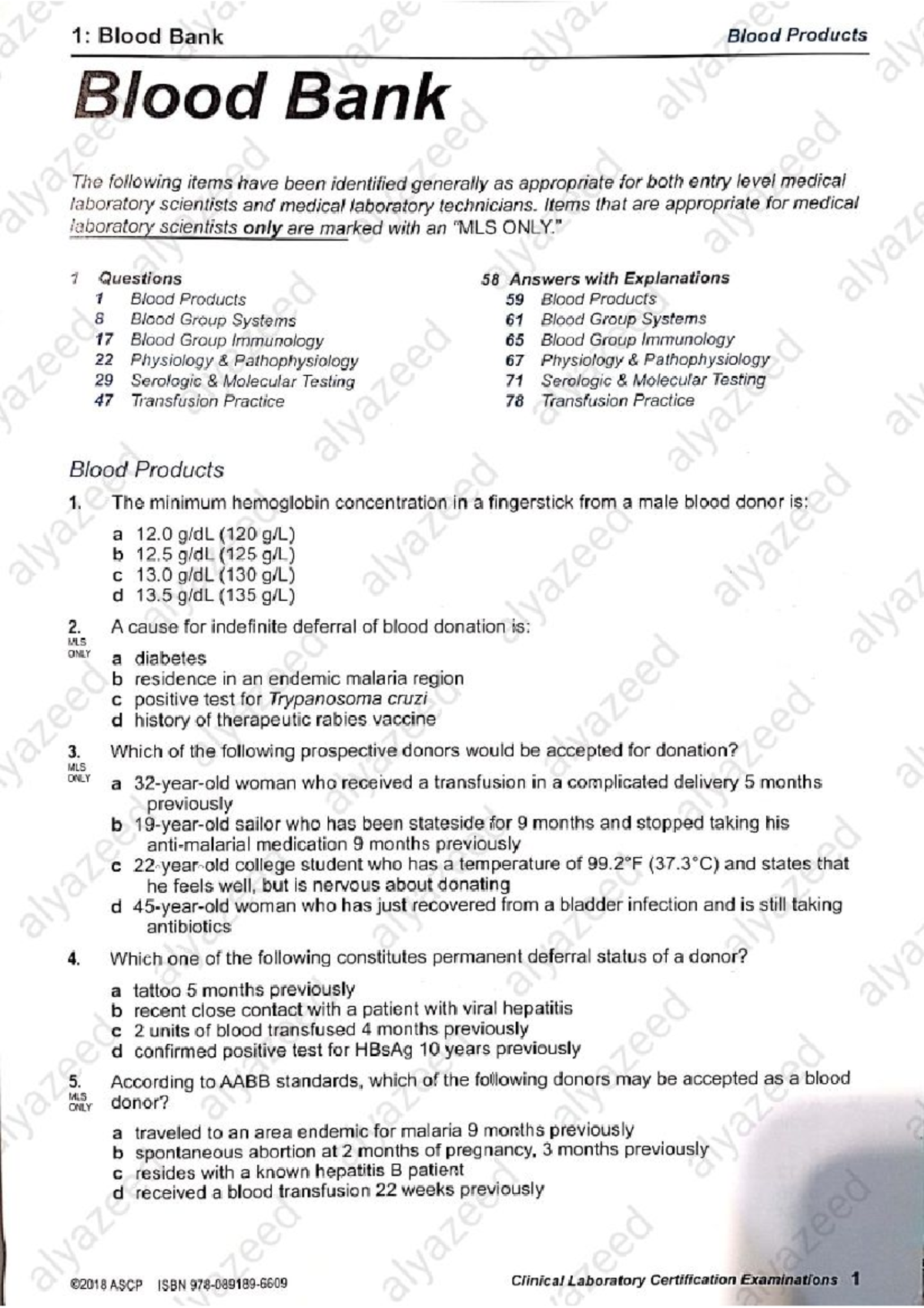 BOC BB Review Questions with Answers 240118 125043 - 1: Blood Bank ...