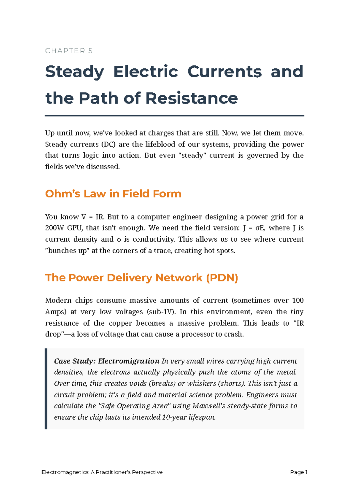 C H A P T E R 5: Steady Electric Currents & Resistance in Circuits ...