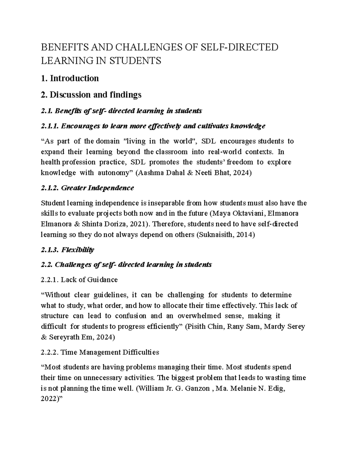 Benefits and Challenges of Self-Directed Learning in Students - Studocu