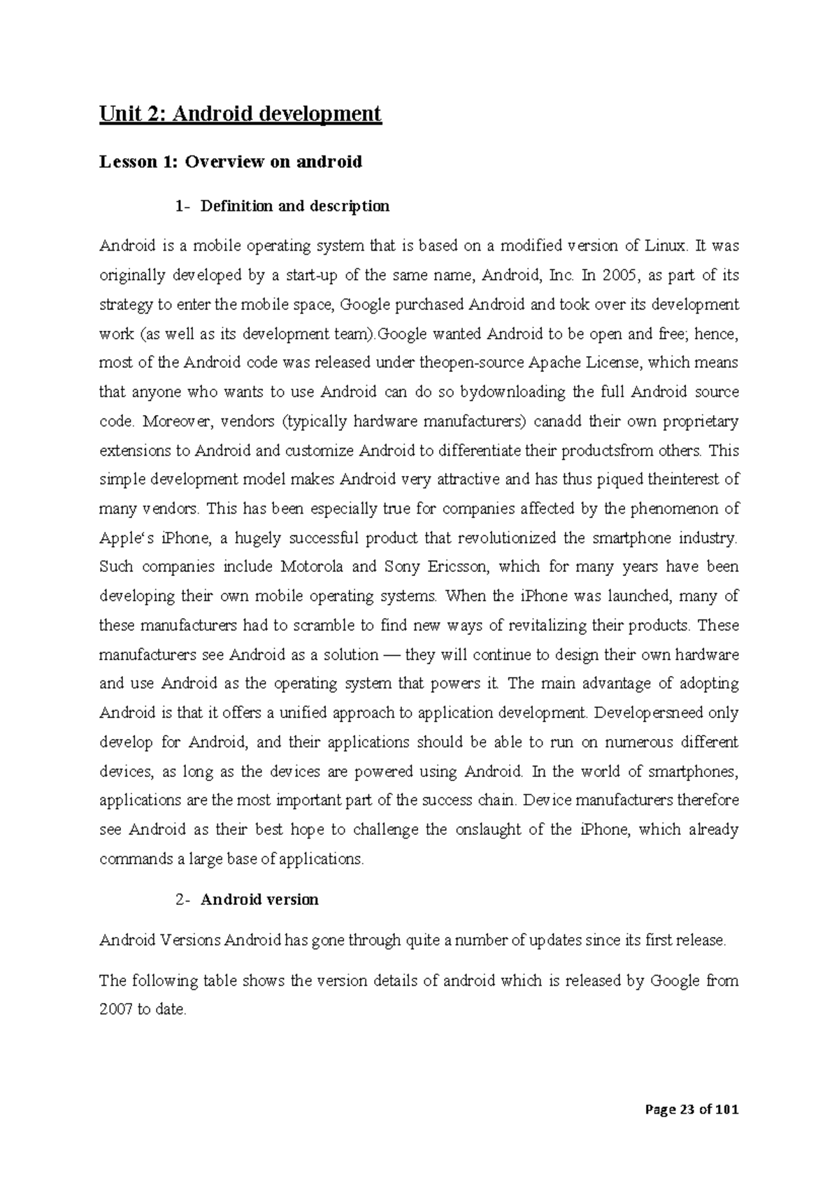Unit 2: Android Development Overview & Architecture - Lecture Notes ...