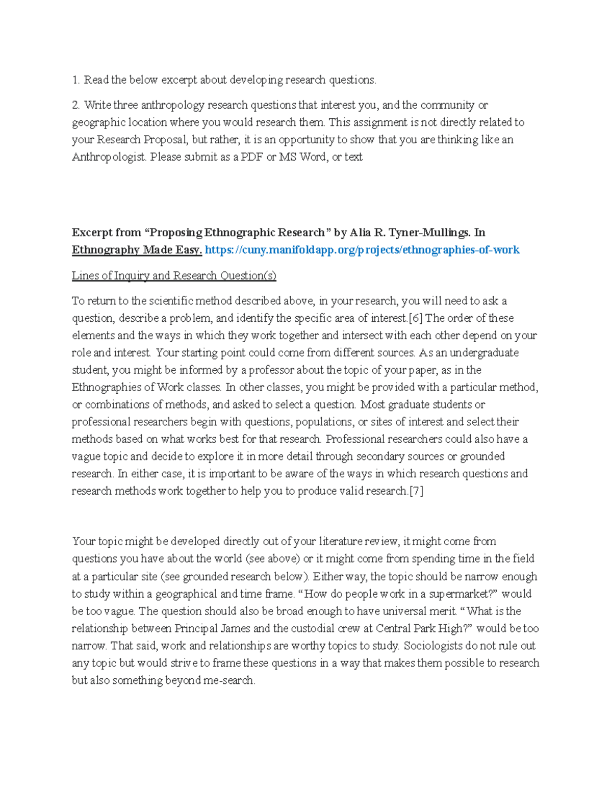Anthropology 101: Developing Research Questions Worksheet - Studocu