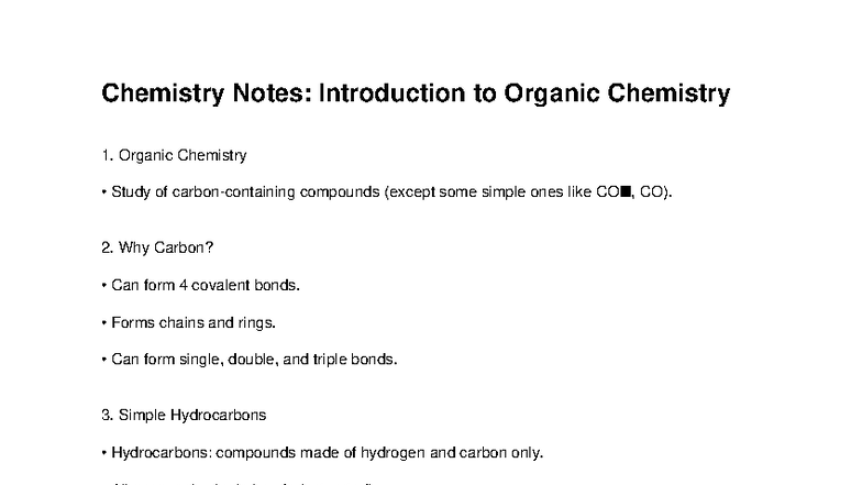 Chemistry notes 10 intro organic - Chemistry Notes: Introduction to ...