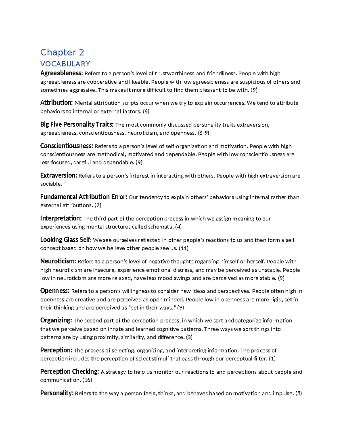 Chapter 2 Vocabulary & Key Concepts for Test-1 - Studocu