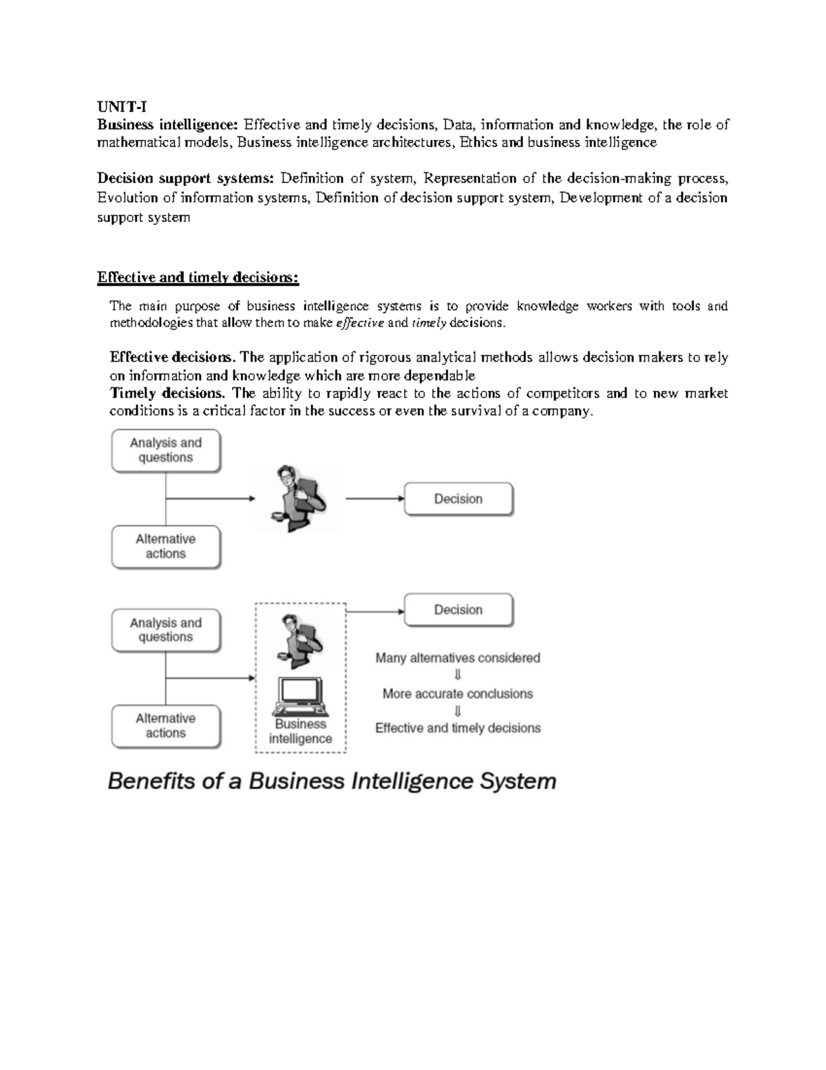 BI-Unit-I: Introduction to Business Intelligence Systems and Decision ...