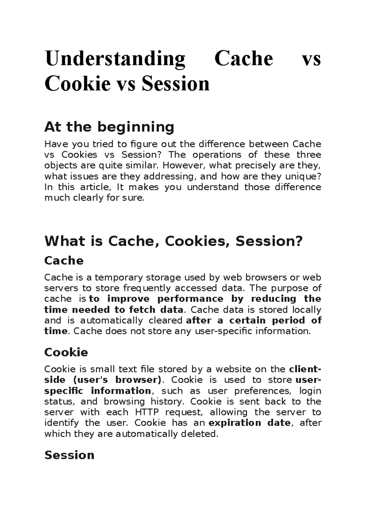 Cache, Cookies, and Session Explained in ASP.NET - Studocu