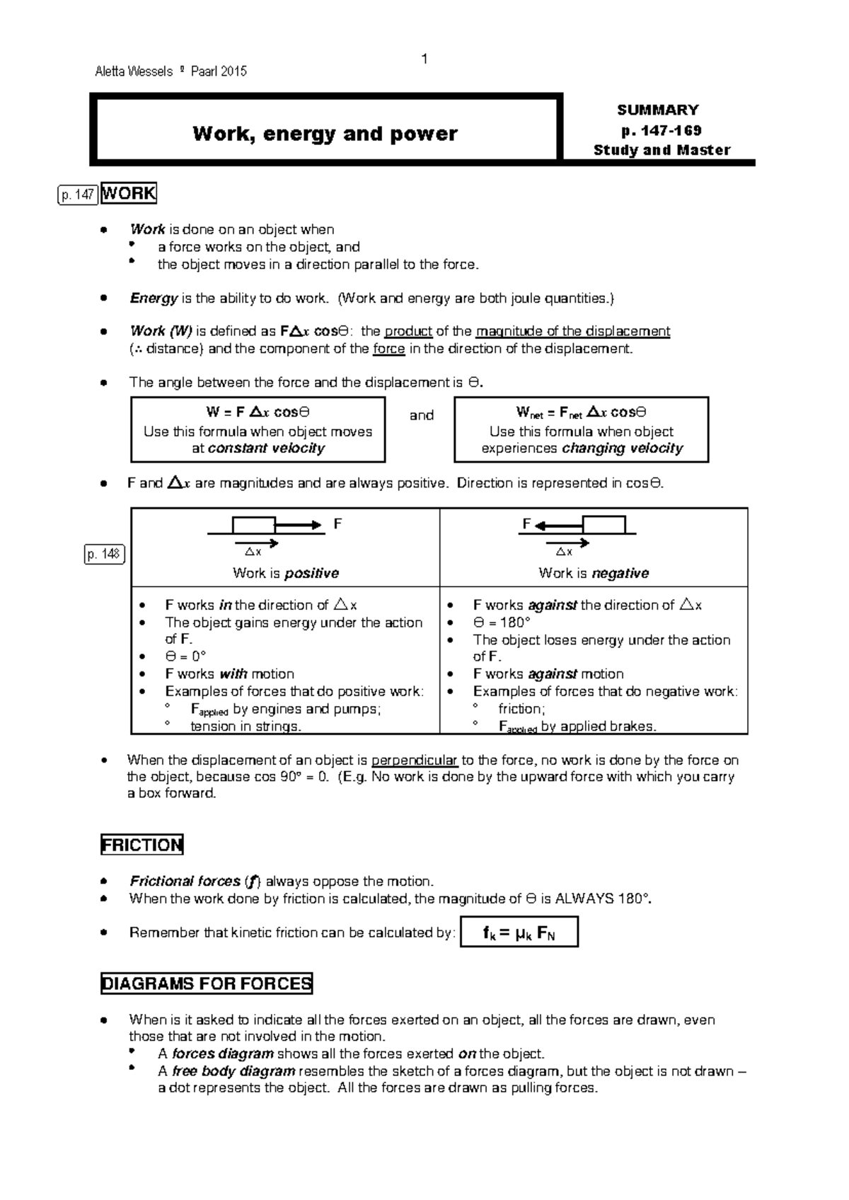 Work, Energy, and Power in Physics (Course Code: PHY101) - Studocu