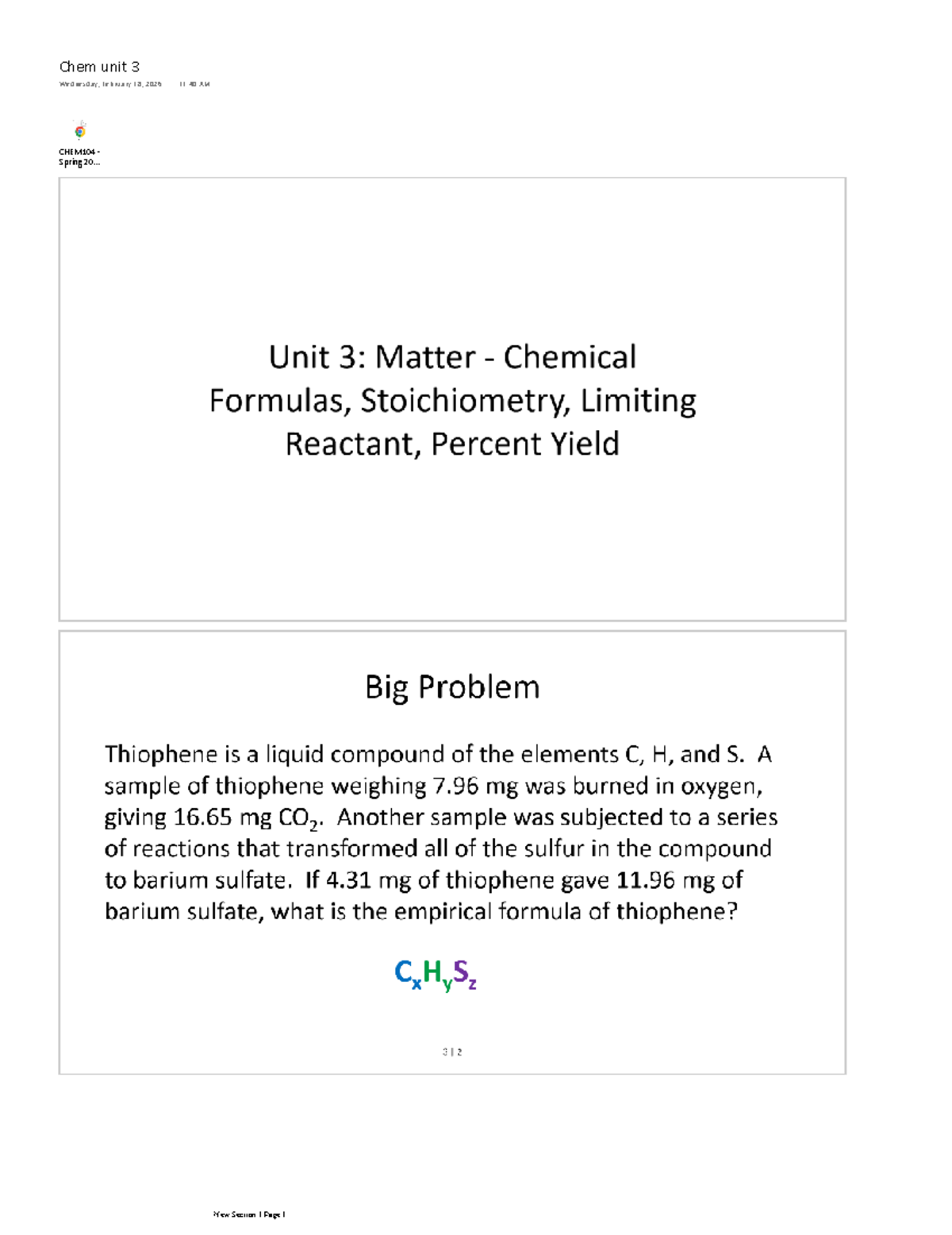 Chemistry Unit 3 Notes - CHEM104 Spring 2026 - Studocu