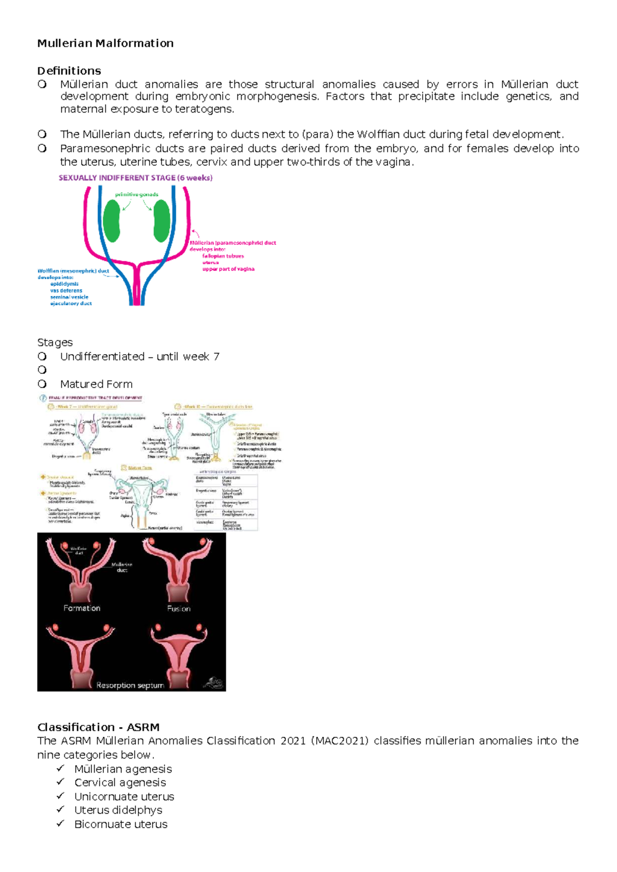 Mullerian Malformation Overview: Definitions & Classifications (1.2 ...