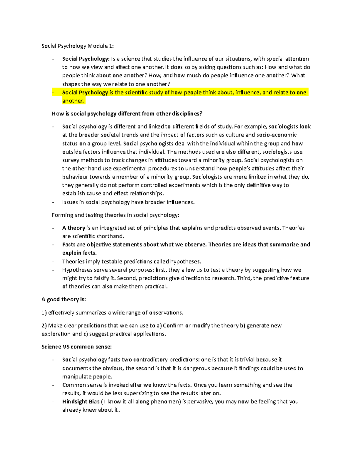 Module 1 (new) - Summary Exploring Social Psychology - Social ...