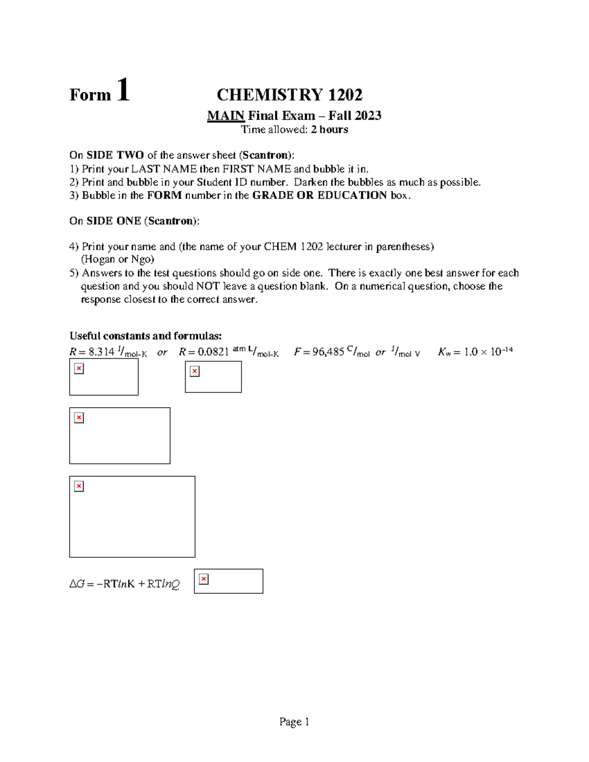 Final Exam Review Guide - CHEM 1202 - Fall 2023 - Studocu