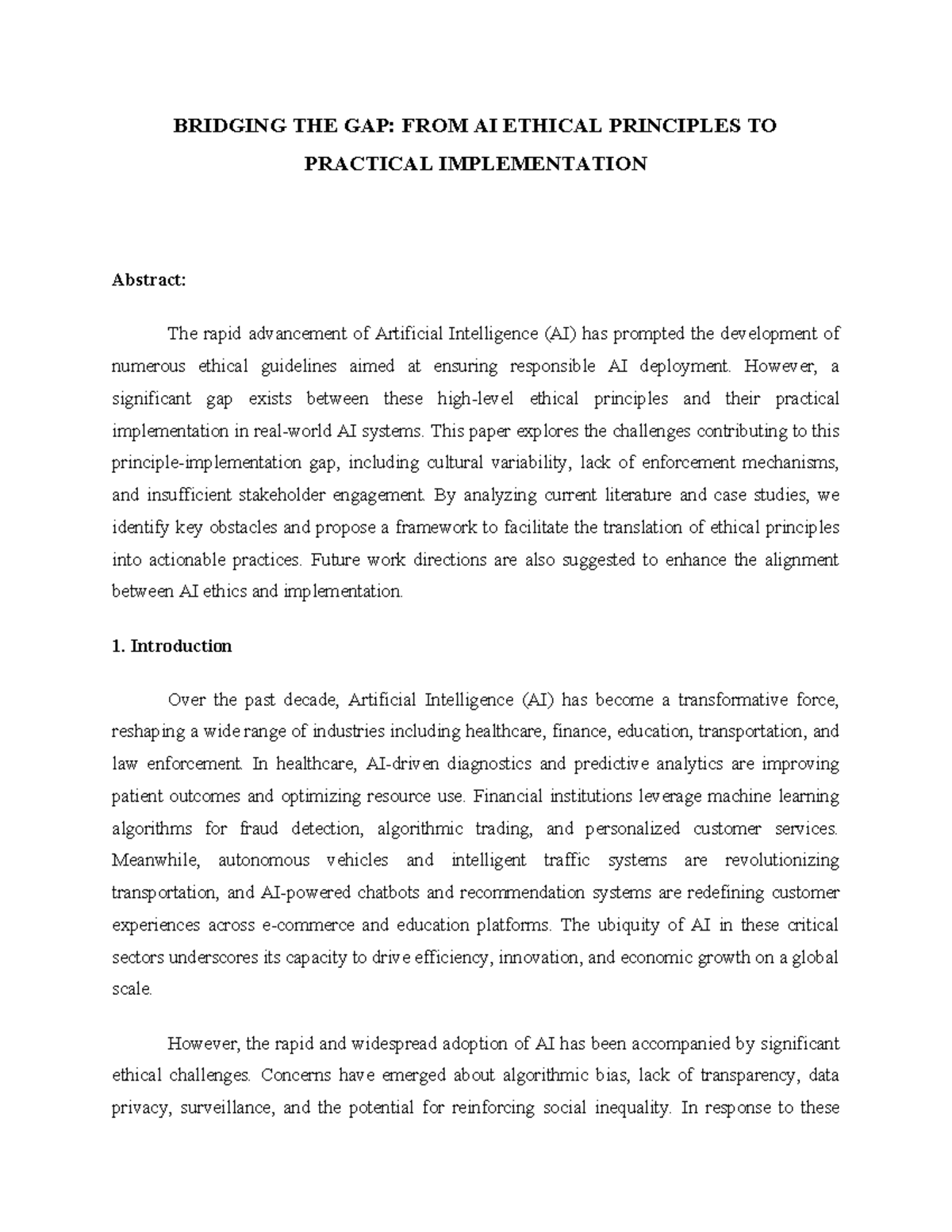 Bridging the Gap: From AI Ethics to Practical Implementation - Paper ...