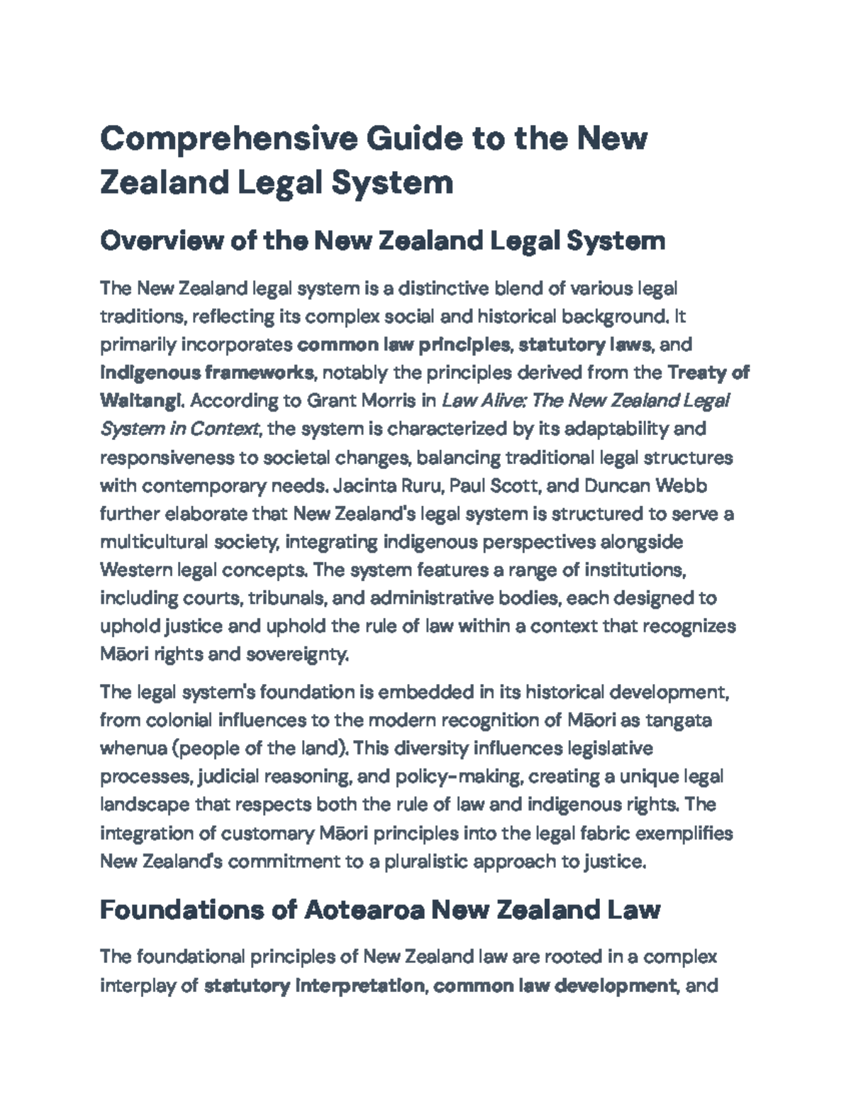 Comprehensive Overview of the NZ Legal System & Treaty Impacts (LAW101 ...