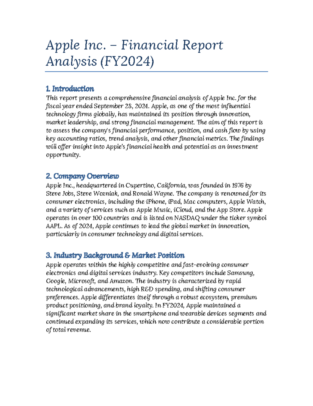 Apple Inc. Financial Analysis Report (FY2024) - Studocu