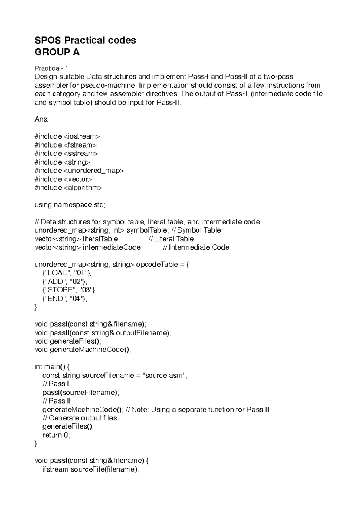 SPOS Practical Codes: Data Structures & CPU Scheduling Algorithms - Studocu