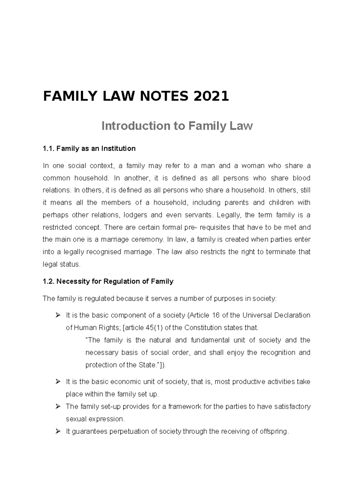 Family Law Notes 2021: Key Concepts and Regulations - Studocu