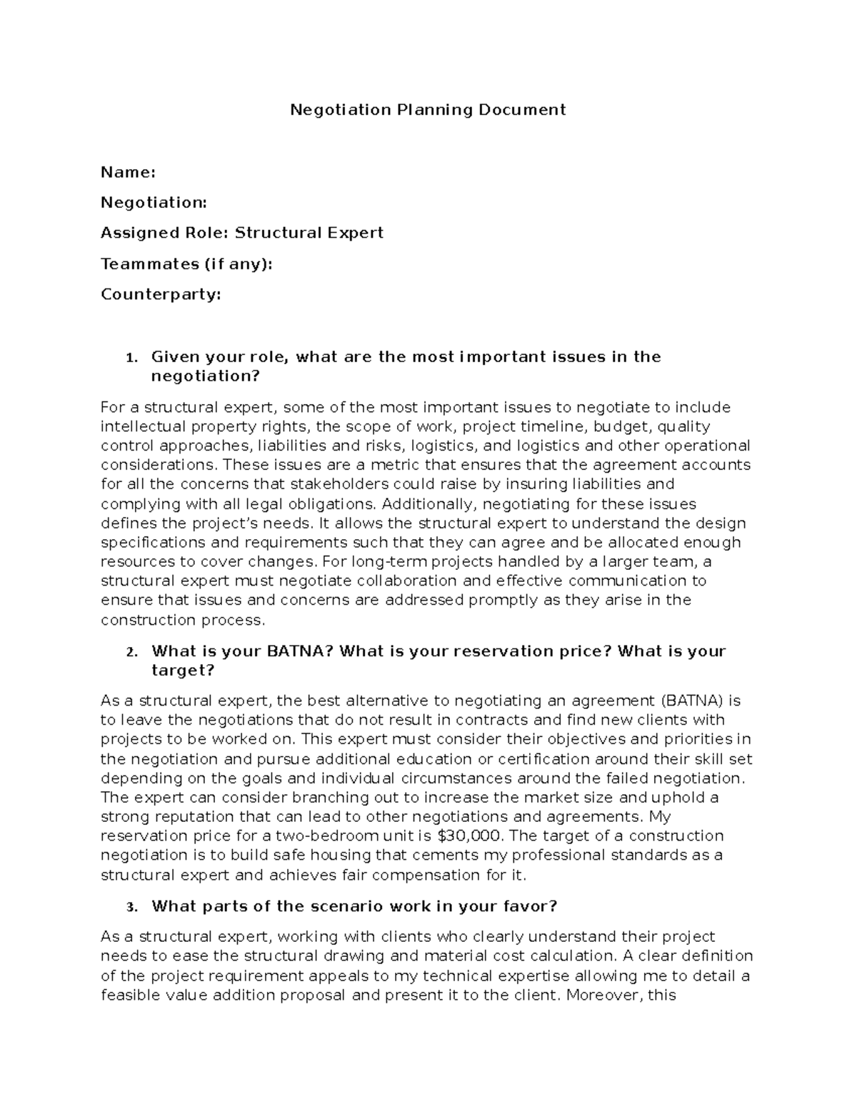 390940215-MGS 3050 Negotiation Planning Document - Negotiation Planning ...
