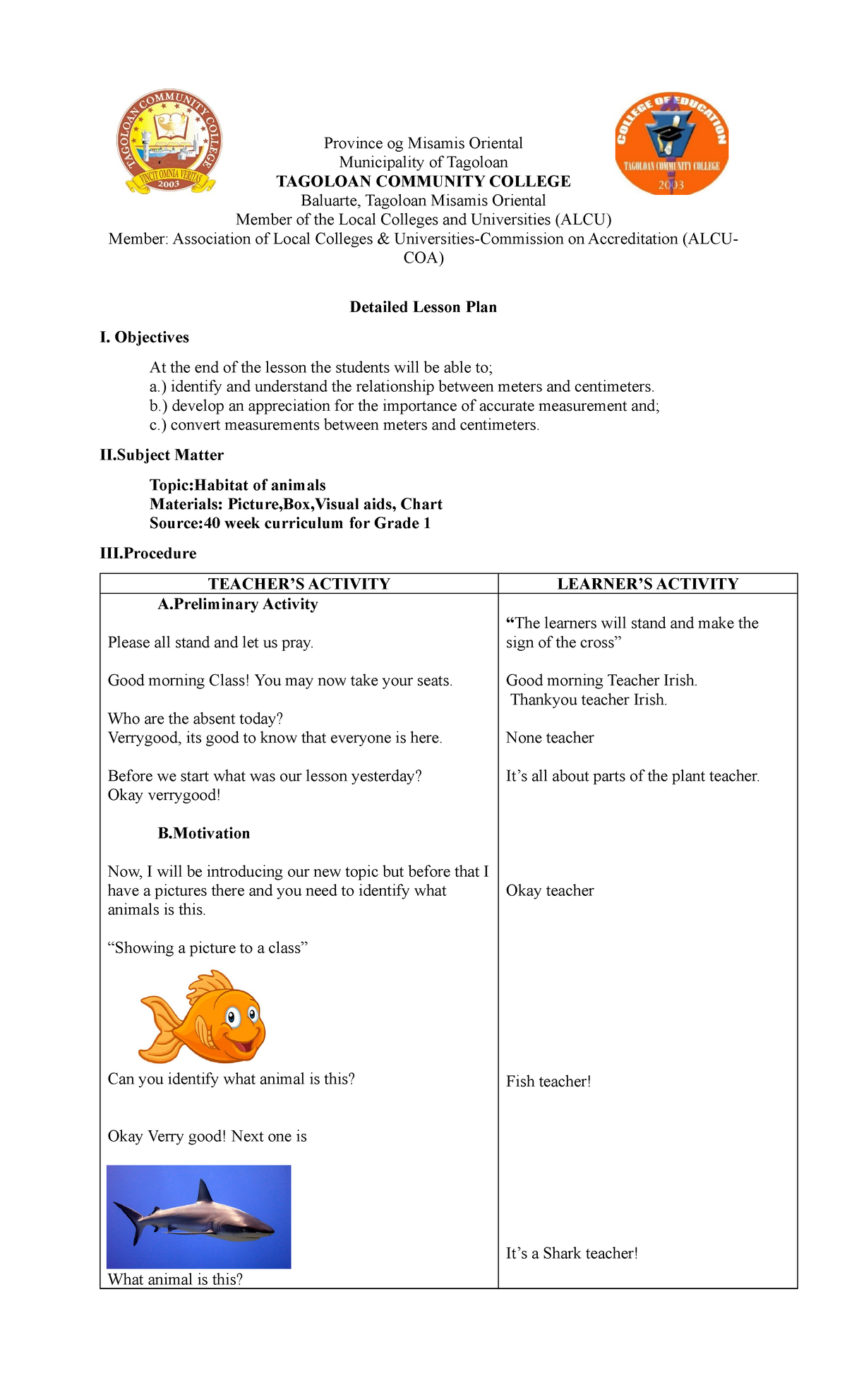 Irish-Lesson-plan docx - Province og Misamis Oriental Municipality of ...