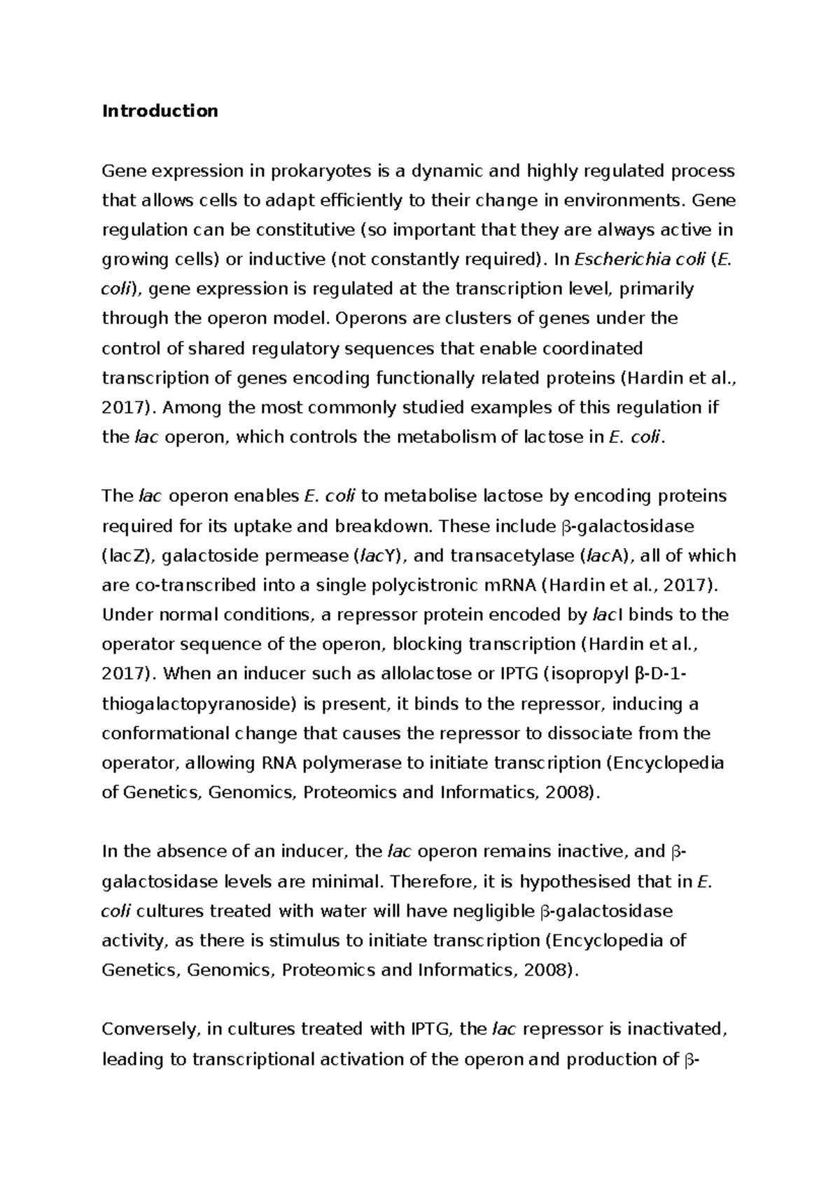 Assignment 3-35577164: Investigating lac Operon Regulation in E. coli ...
