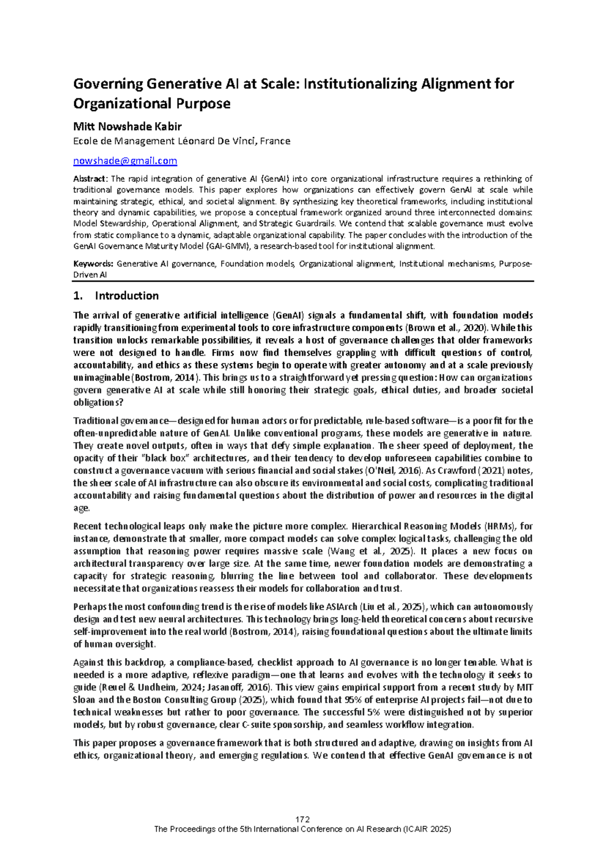 Governing Generative AI at Scale: A Framework for Institutional ...
