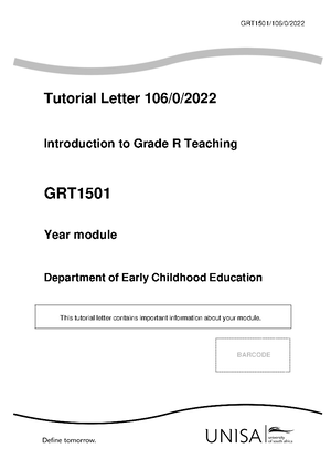[Solved] define the term Grade R - Introduction to grade r (grt1501 ...