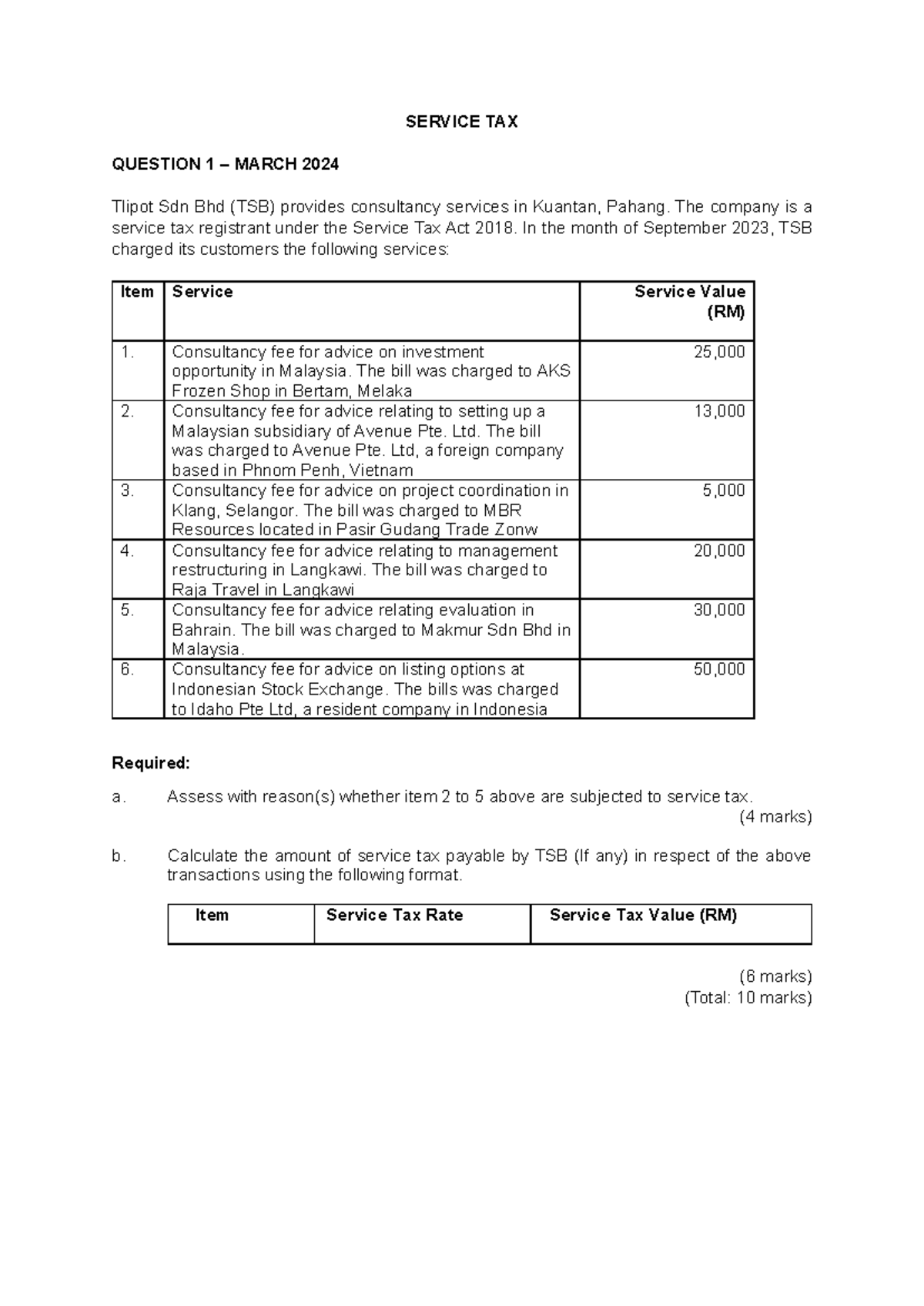 TAX317 Q Indirect TAX - Service Tax and Sales Tax Assessment - Studocu
